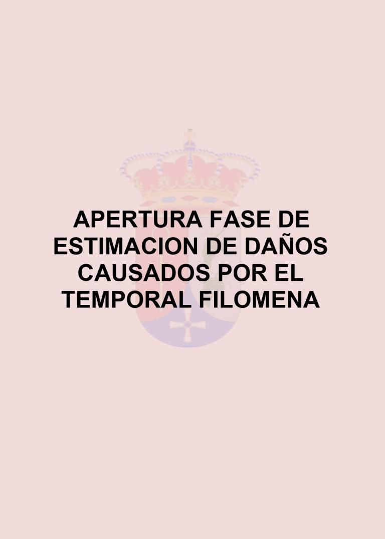 APERTURA FASE DE ESTIMACION DE DAÑOS CAUSADOS POR EL TEMPORAL FILOMENA