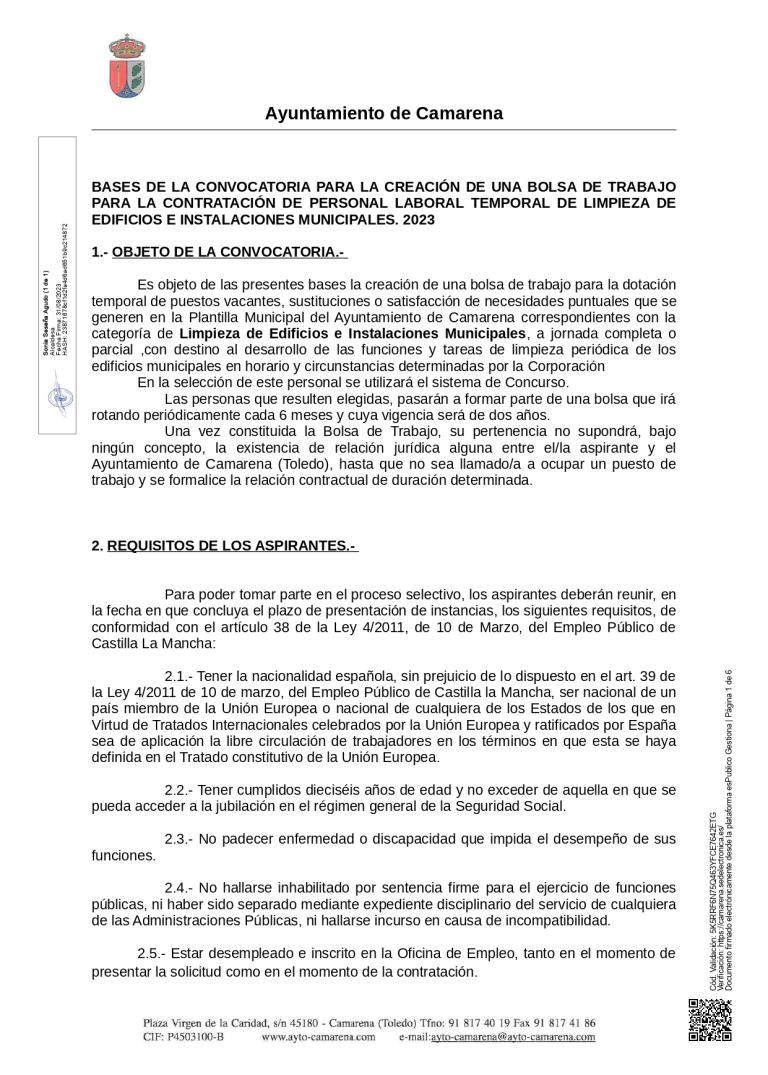 Bases Bolsa de Empleo Edificios 2023