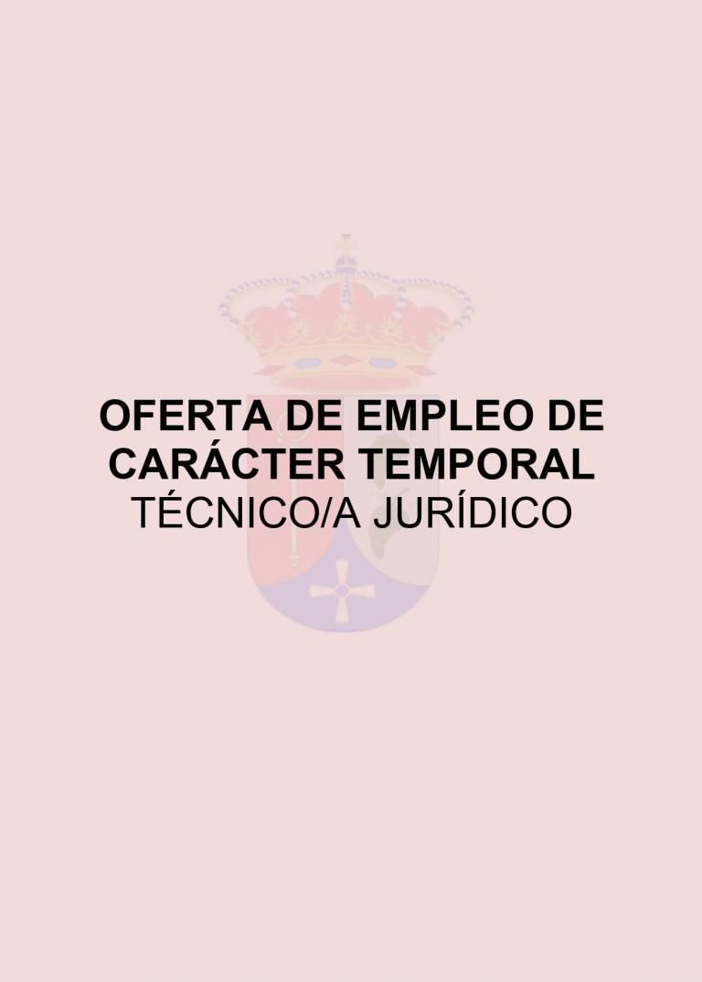 OFERTA DE EMPLEO DE CARÁCTER TEMPORAL: TÉCNICO/A JURÍDICO CENTRO DE LA MUJER DE CAMARENA