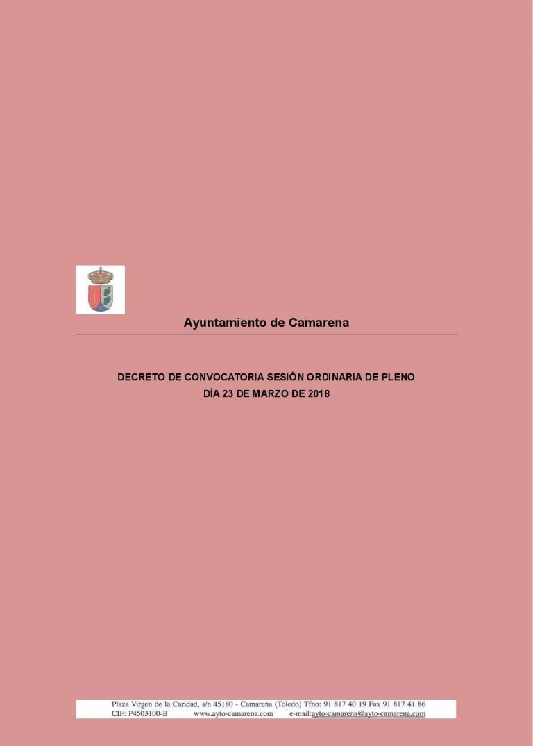 DECRETO DE CONVOCATORIA DE PLENO