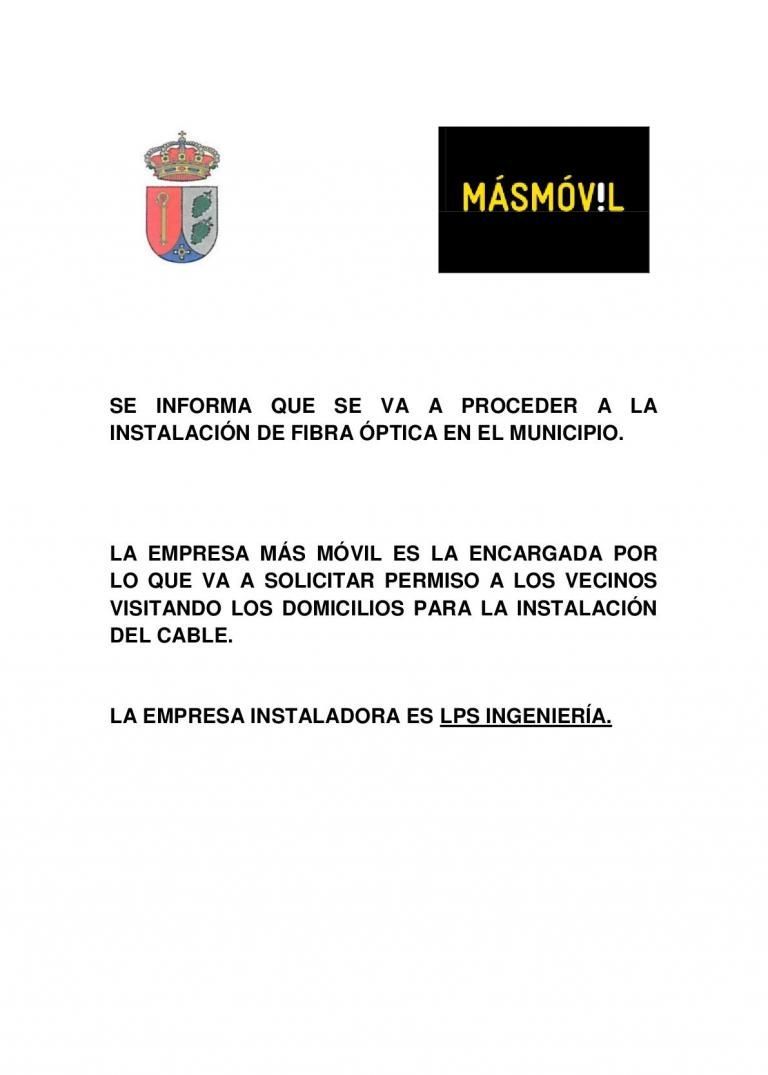 AVISO INSTALACIÓN FIBRA ÓPTICA
