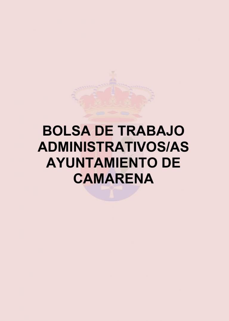 BOLSA DE TRABAJO ADMINISTRATIVOS/AS AYUNTAMIENTO DE CAMARENA