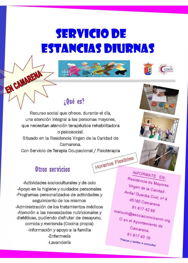 Servicio de Estancias Diurnas en la Residencia Virgen de la Caridad de Camarena