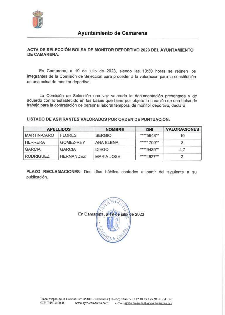 Monitor deportivo Camarena