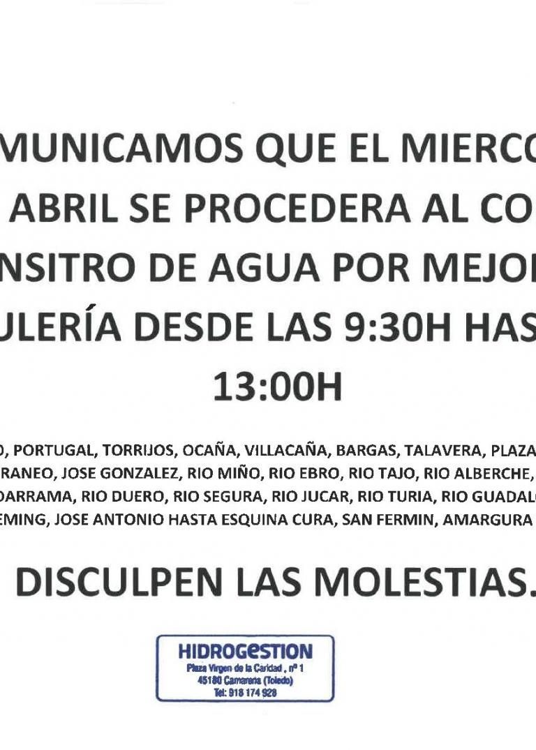 AVISO CORTE DE AGUA