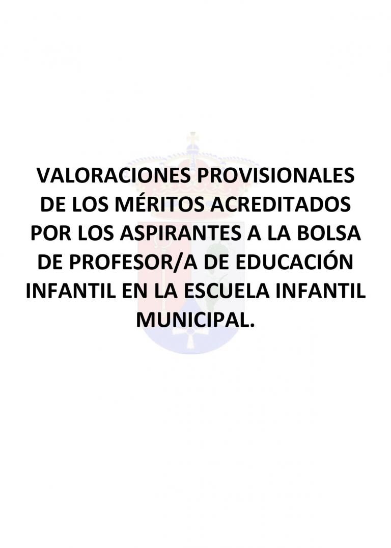 VALORACIONES PROVISIONALES CAI