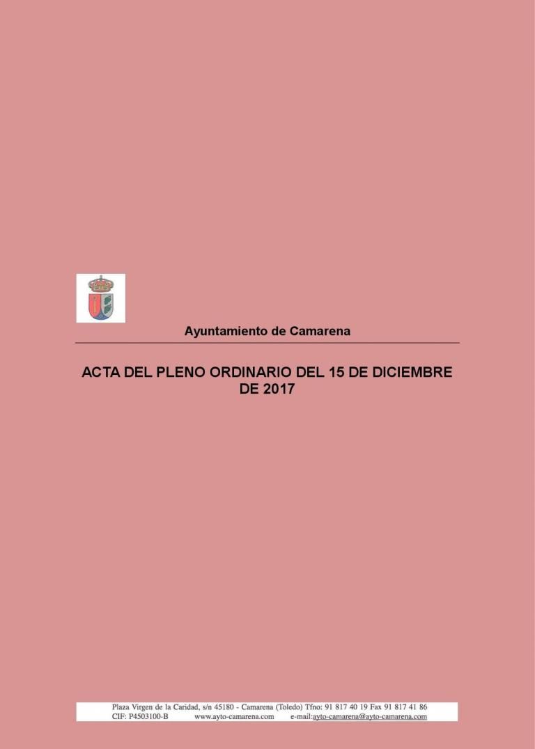 ACTA DEL PLENO ORDINARIO DE 15 DE DICIEMBRE DE 2017