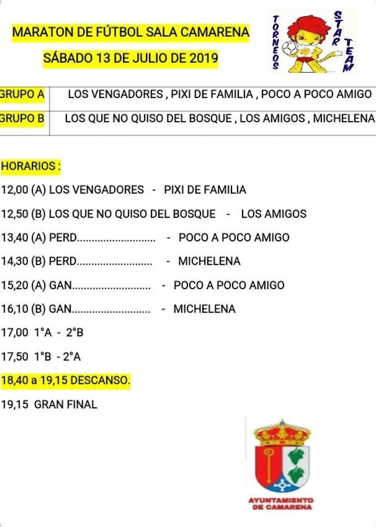 HORARIOS MARATÓN FÚTBOL SALA