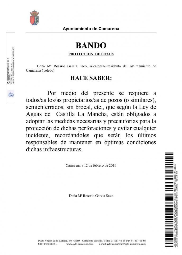 BANDO - PROTECCIÓN DE POZOS