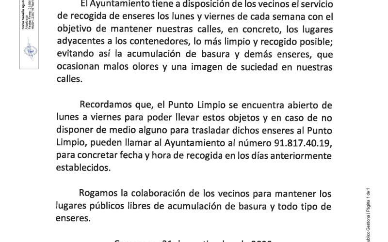 BANDO RECOGIDA DE ENSERES