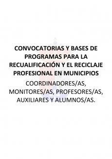 Convocatorias y Bases de programas para la recualificación y el reciclaje profesional en municipios.