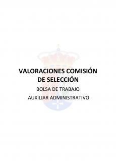 VALORACIONES BOLSA DE TRABAJO AUXILIAR ADMINISTRATIVO