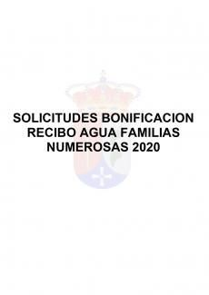SOLICITUDES BONIFICACIÓN RECIBO AGUA FAMILIAS NUMEROSAS 2020