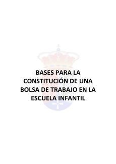 BASES BOLSA DE TRABAJO PROFESOR/A INFANTIL