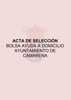 ACTA DE SELECCIÓN BOLSA DE AYUDA A DOMICILIO AYUNTAMIENTO DE CAMARENA