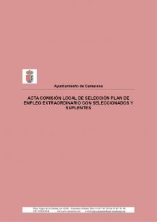 ACTA COMISIÓN LOCAL DE SELECCION PLAN DE EMPLEO EXTRAORDINARIO CON SELECCIONADOS Y SUPLENTES