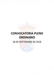 CONVOCATORIA PLENO ORDINARIO 28 SEPTIEMBRE 2018