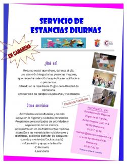 Servicio de Estancias Diurnas en la Residencia Virgen de la Caridad de Camarena