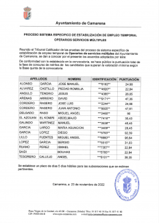 Proceso sistema específico de estabilización de empleo temporal operarios servicios múltiples y oficial 1º encargado/a