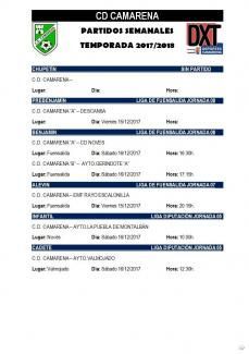 PARTIDOS DE FÚTBOL CD CAMARENA 15/12/17 - 16/12/17