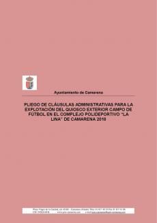 PLIEGO DE CLÁUSULAS ADMINISTRATIVAS PARA LA EXPLOTACIÓN DEL QUISCO "LA LINA" 2018