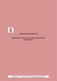 OFERTA DE TRABAJO COMO COCINERA EN LA RESIDENCIA DE CAMARENA