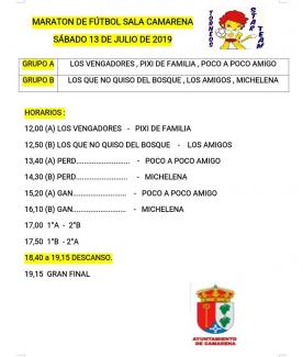 HORARIOS MARATÓN FÚTBOL SALA