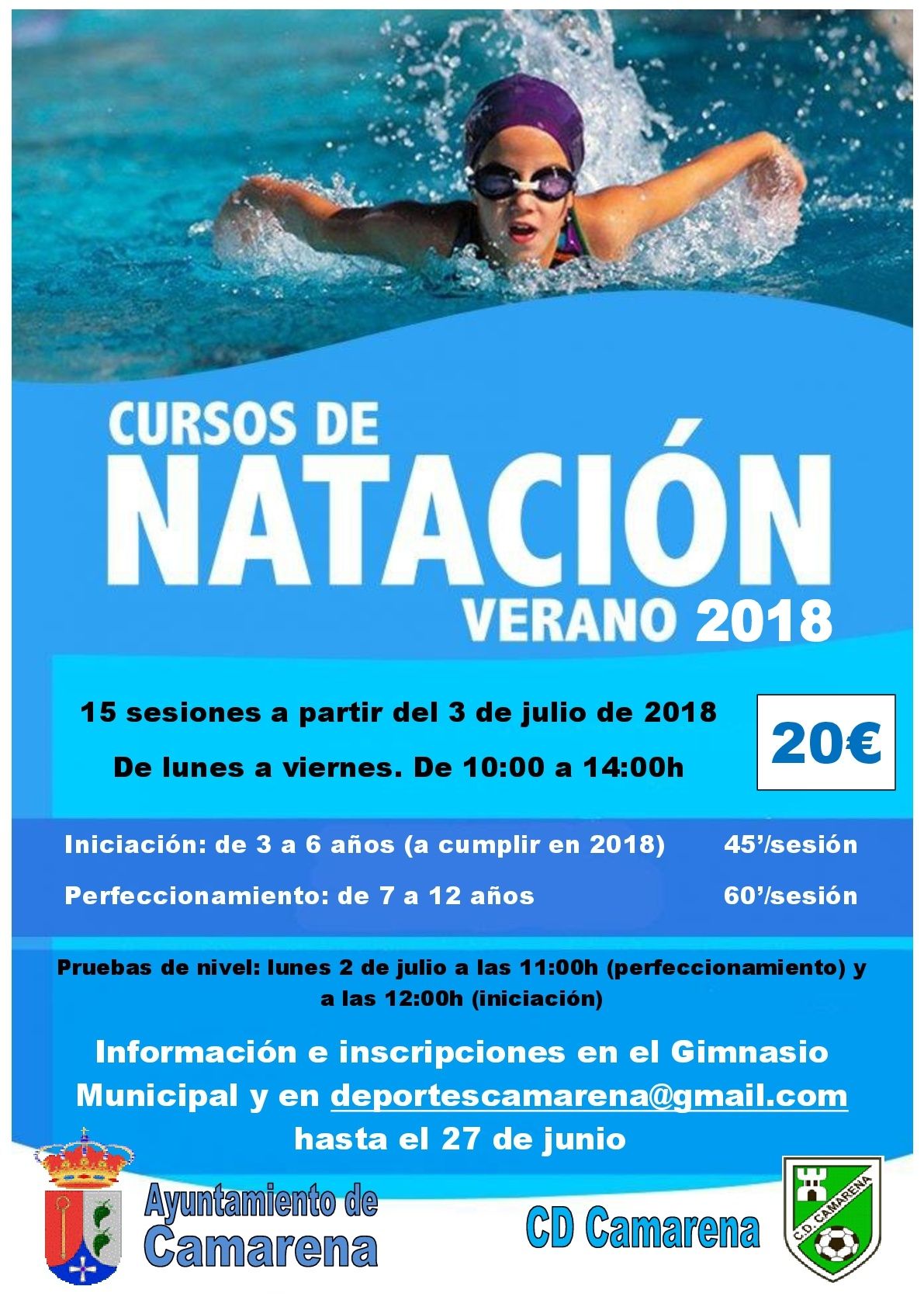 CURSOS DE NATACIÓN - VERANO 2018