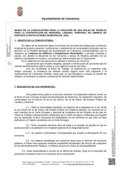 Bases Bolsa de Empleo Edificios 2023