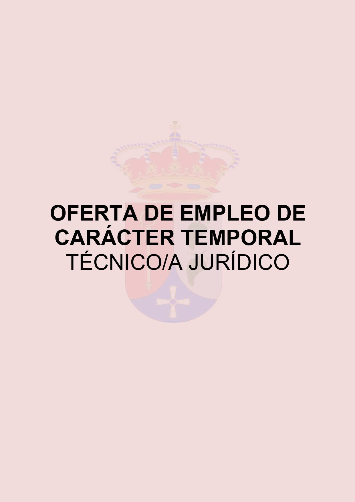 OFERTA DE EMPLEO DE CARÁCTER TEMPORAL: TÉCNICO/A JURÍDICO CENTRO DE LA MUJER DE CAMARENA