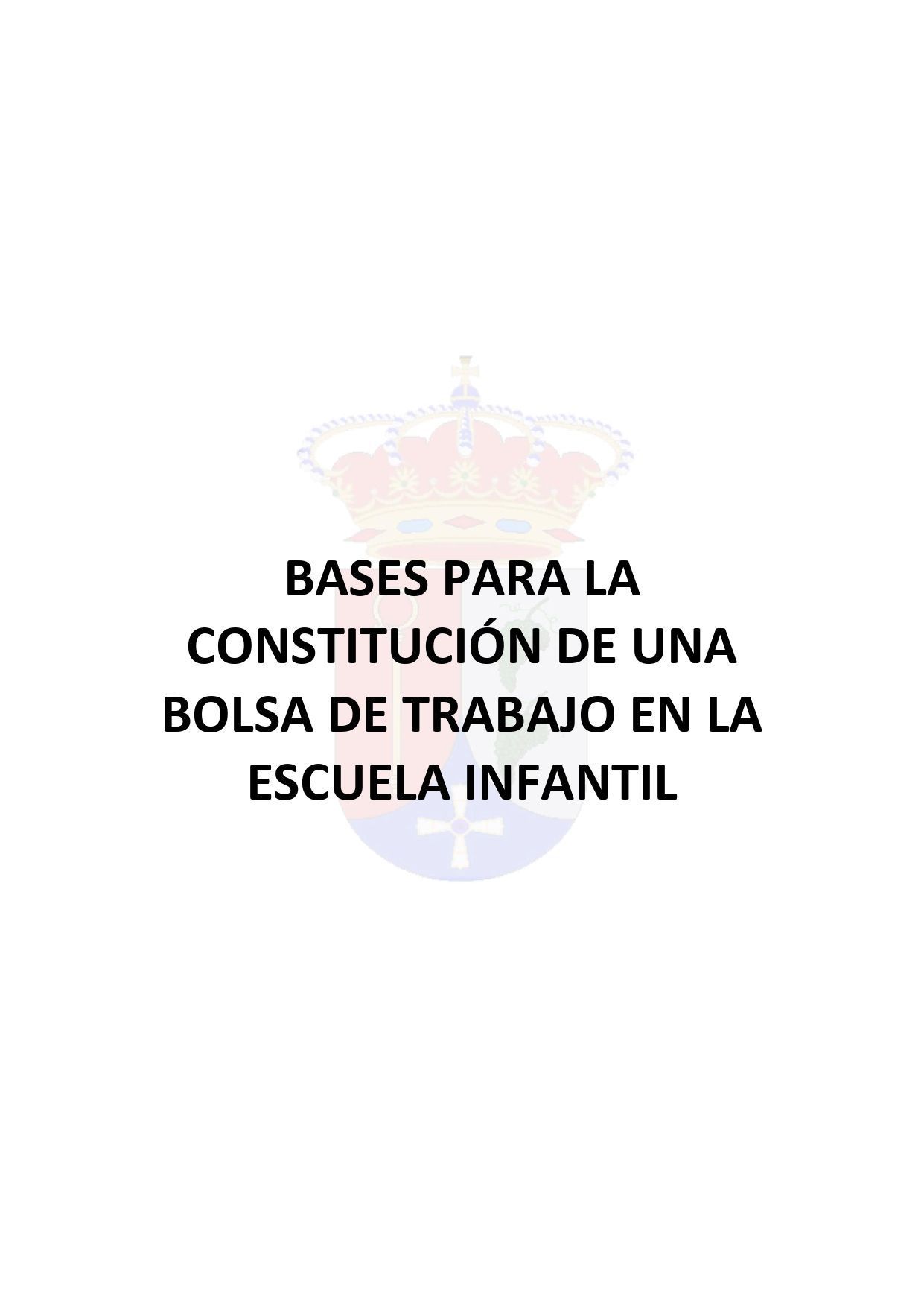 BASES BOLSA DE TRABAJO PROFESOR/A INFANTIL