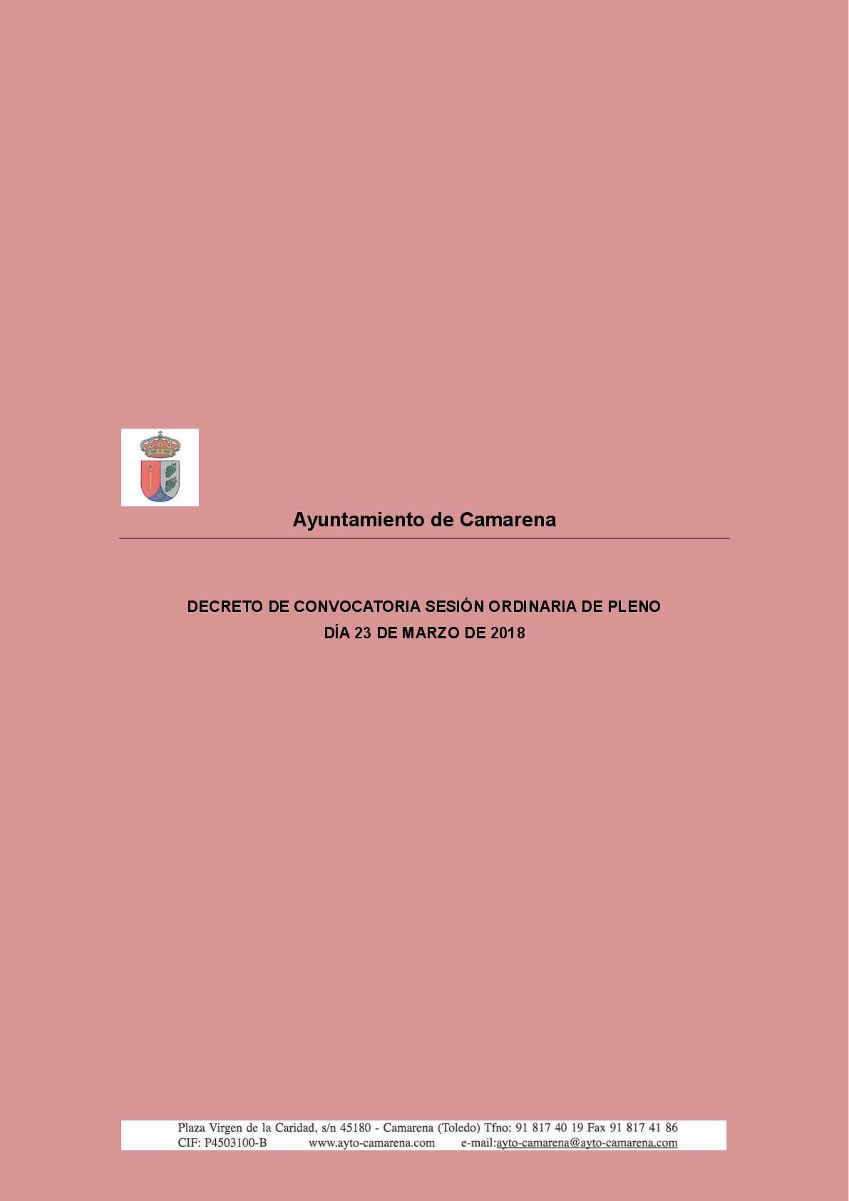 DECRETO DE CONVOCATORIA DE PLENO