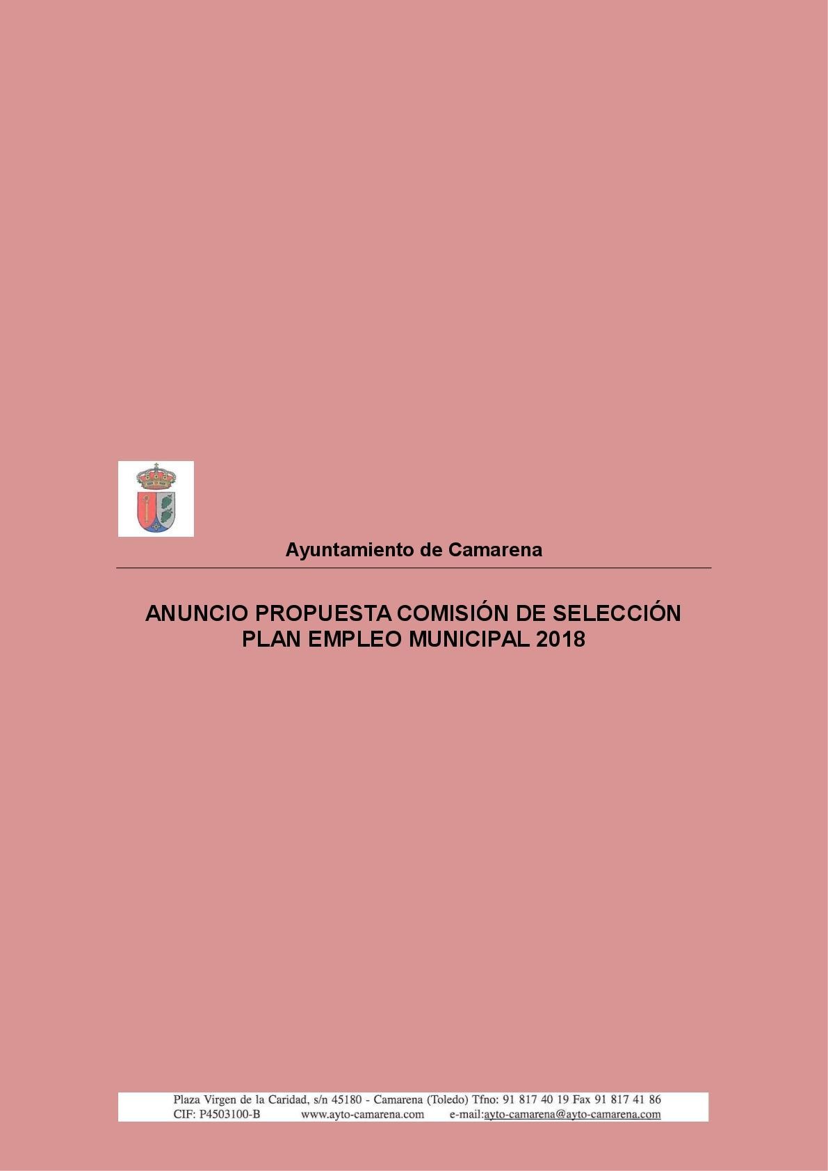 ANUNCIO LISTADO PUNTUACIÓN PLAN DE EMPLEO JARDINEROS