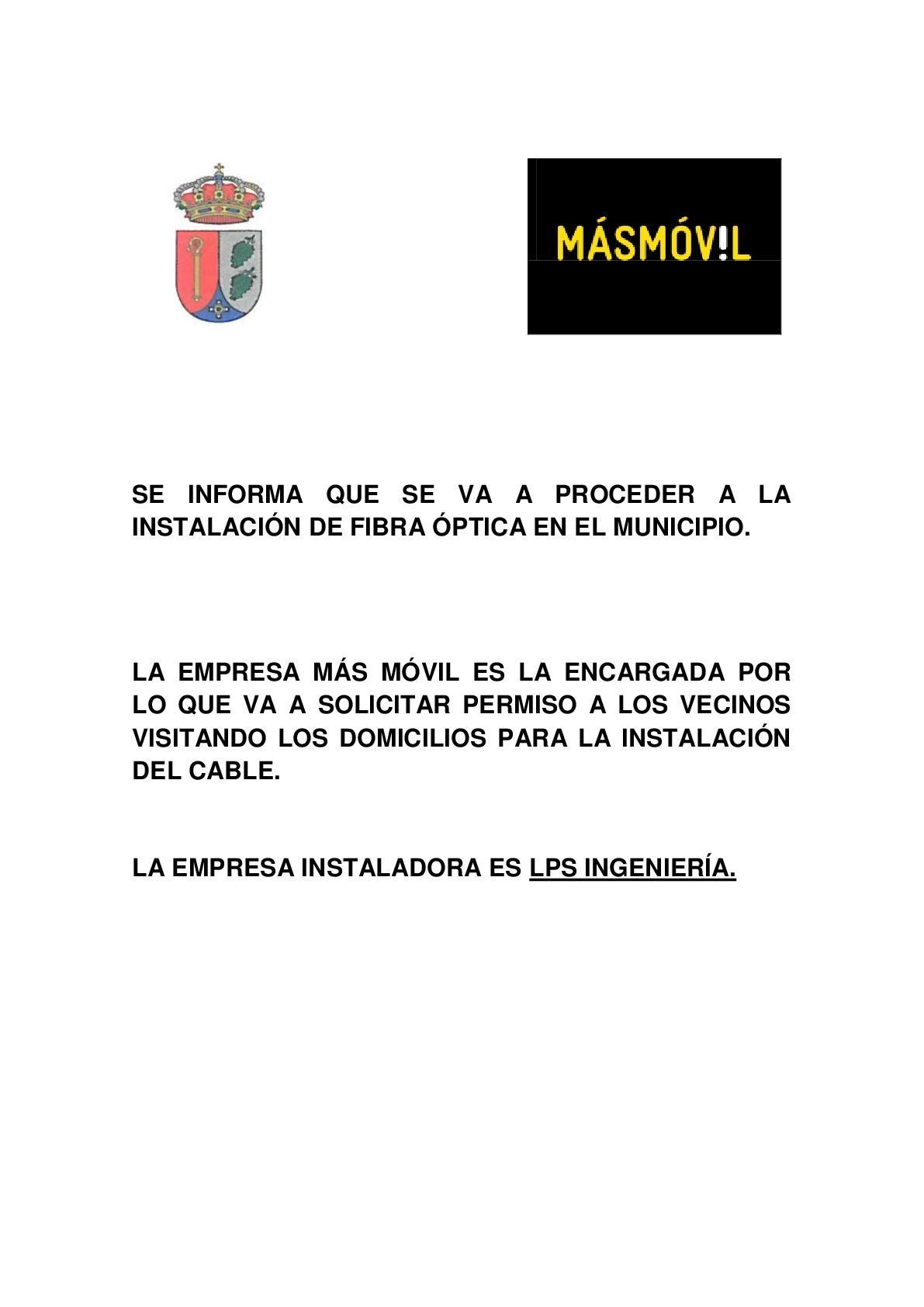 AVISO INSTALACIÓN FIBRA ÓPTICA