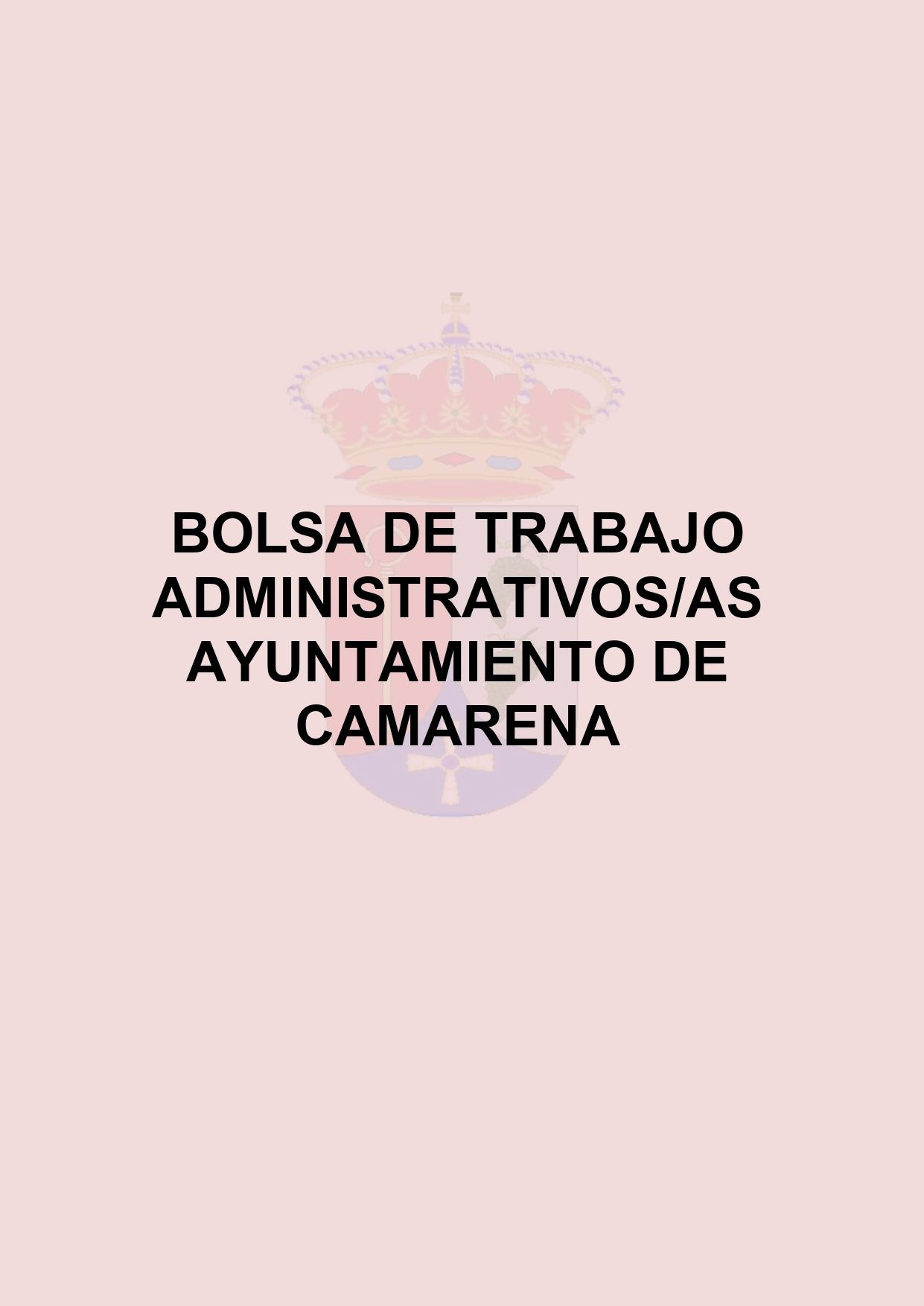 BOLSA DE TRABAJO ADMINISTRATIVOS/AS AYUNTAMIENTO DE CAMARENA