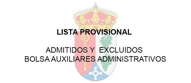 LISTA PROVISIONAL ADMITIDOS  Y EXCLUIDOS BOLSA AUXILIARES ADMINISTRATIVOS