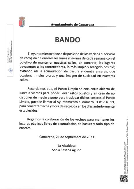 BANDO RECOGIDA DE ENSERES